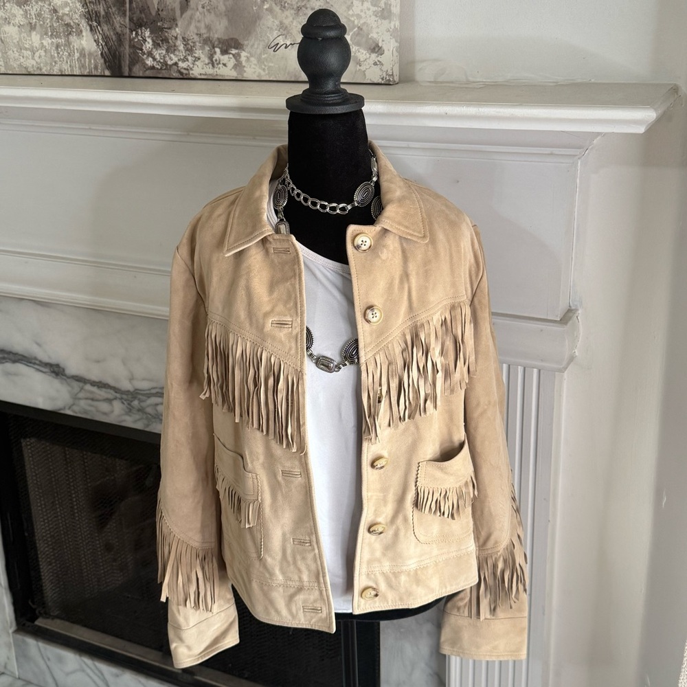 Ralph Lauren Beige Suede Fringe Jacket